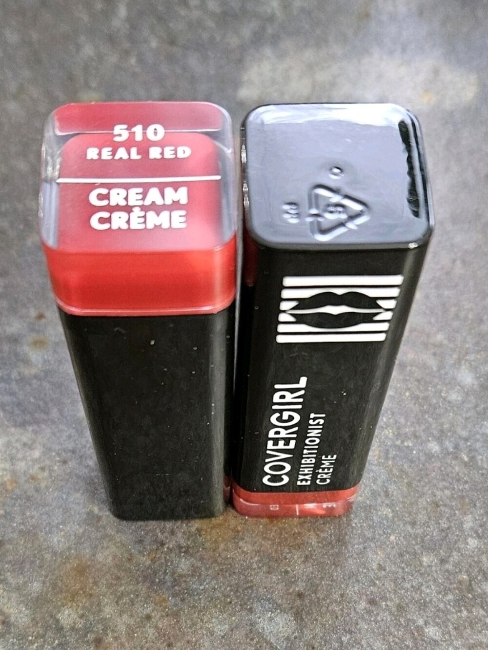 3 tubes Covergirl #512 REAL RED Exhibitionist Cream Lipstick 0.12 oz. ea